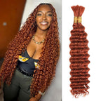 350# Deep Wave Human Braiding Hair Bundles For Boho Braids Ginger Color Crochet 100% Human Hair Deep Curly 100g (2 of 50g) 16 Inch