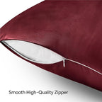BEDELITE Satin Pillowcase with Zipper 2 Pack, Burgundy Pillow Cases Standard Size, Super Soft and Cooling Similar to Silk Pillow Cases, Gift for Women Men(20x26 Inches)
