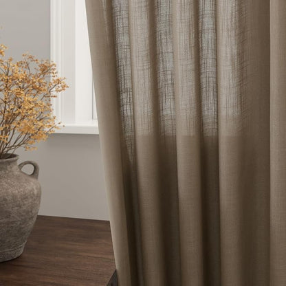 Dark Taupe Linen Curtains 80 Inches Length - Image 2