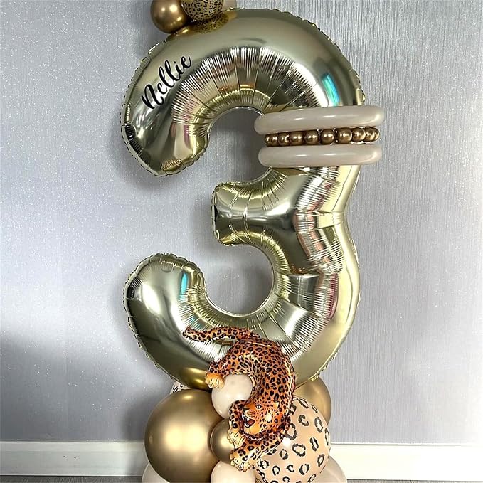 40'' Champagne Gold Number 7 Balloon, Self Inflating Foil Number Balloons Set - Image 6