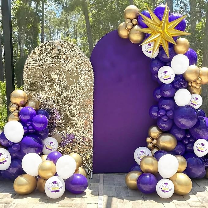 60pcs Purple Gold Graduation Balloons, Class Of 2026 Hat Printed Balloon - Image 7