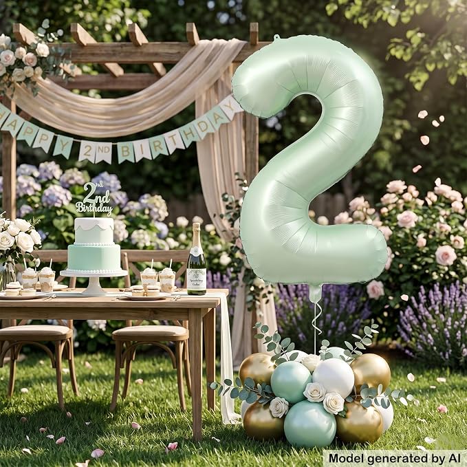 40 Inch Olive Green Number 2 Foil Balloon - Image 3