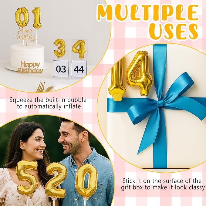 Gejoy 36 Pack 5 Inch Mini Number Balloon Foil Cake Topper Number Avoid Violent - Image 6