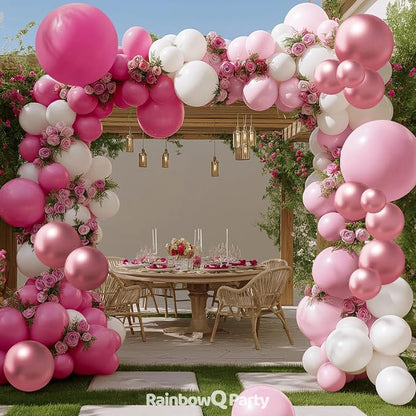 RainbowQ 165 Pcs Hot Pink Balloons Arch Kit Different Sizes Garland | Metallic - Image 5
