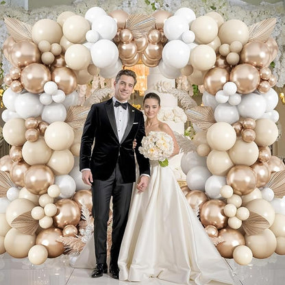 Neutral Balloon Arch Kit 142Pcs Cream White Champagne Gold Balloons Garland Kit - Image 6