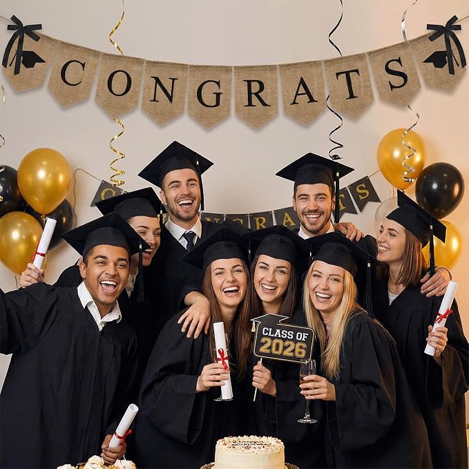 Congratulations Burlap Banner Class of 2026 Graduation Party Decorations | - Image 3