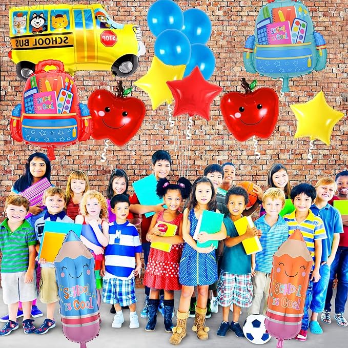 9 Pcs Back to School Balloons, School Bus Balloon, Colorful Schoolbag Pencil - Image 5