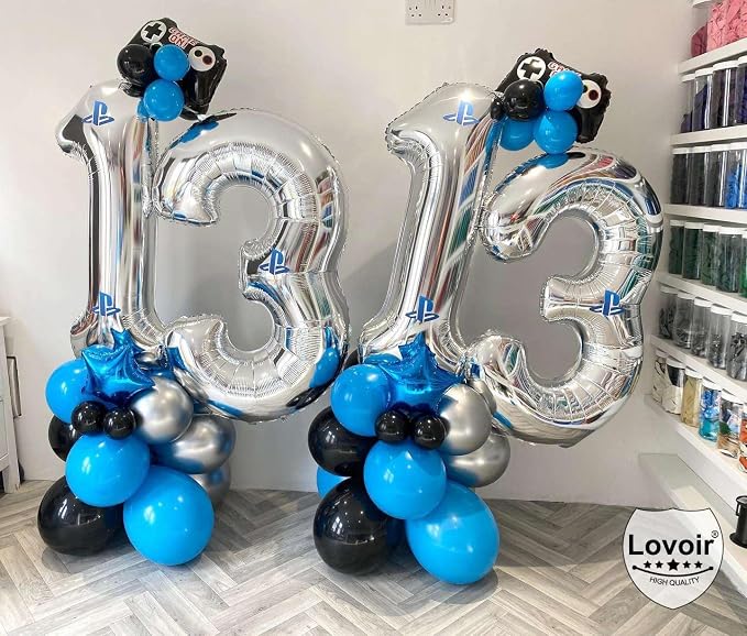 Silver 13 Number Balloons, 40 Inch Giant Number 13 Balloons Foil Mylar Helium - Image 3