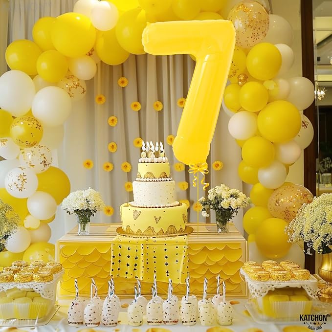 KatchOn, Giant Yellow Number 7 Balloon - Image 4