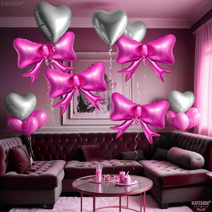 KatchOn Silver Foil Heart Balloons Set 25 Inch, Heart Shaped Balloons - Image 3