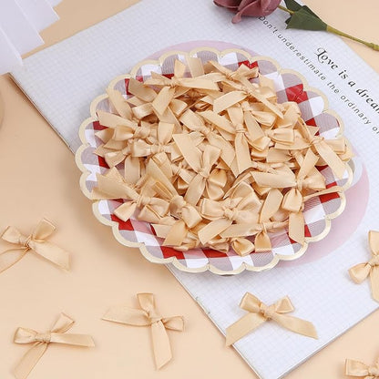 Gold Mini Bows 1.57" 100PCS Small Satin Ribbon Bows - Image 3