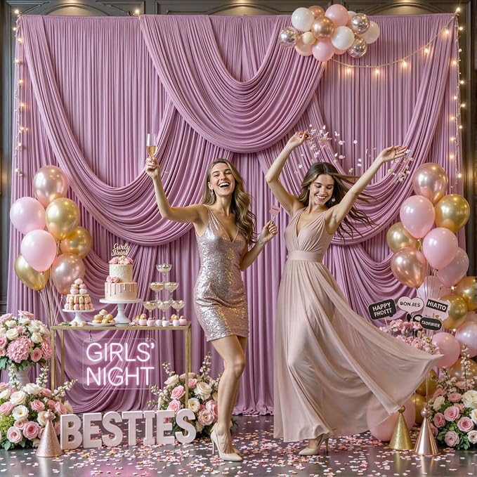 8 Panels Dusty Pink Backdrop Curtains - Image 3