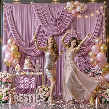 8 Panels Dusty Pink Backdrop Curtains - Image 3