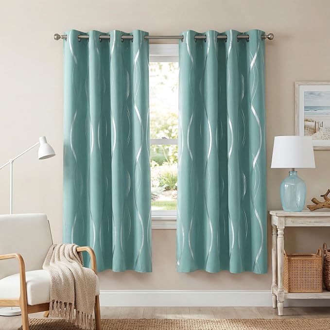 NICETOWN Aqua Blue Curtains 72 inch Long by NICETOWN