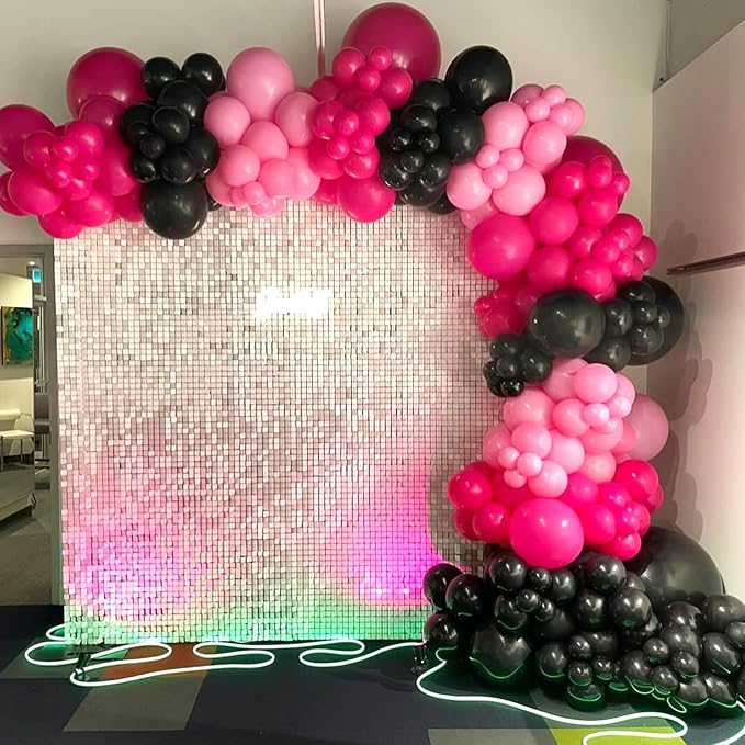 BAUANOOY 100pcs Hot Pink Balloons 12 inch, Bright Pink Latex Balloons - Image 8