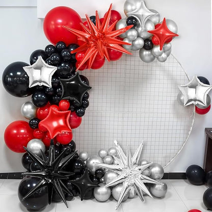 14pcs Red Black Silver Star Balloons, Mixed Star Foil Balloon, 22Inch Explosion - Image 5