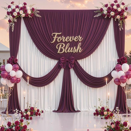 50 ft x 10 ft Wrinkle Free Maroon Backdrop Curtain - Image 9