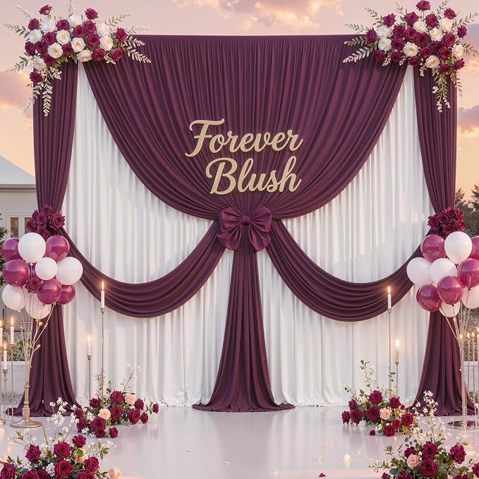 30 ft x 10 ft Wrinkle Free Maroon Backdrop Curtain - Image 6