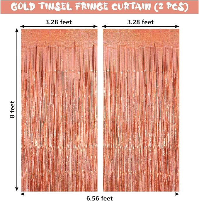 Tinsel Foil Fringe Curtain, 2 Pack Metallic Tinsel Curtain Backdrop - Image 4