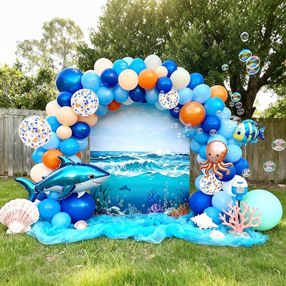 Bezente Blue and Orange Party Latex Balloons Kit 60pcs 12-in - Image 7