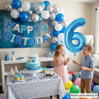 Light Blue Number 6 Balloon 40 Inch, Foil Numeral - Image 7