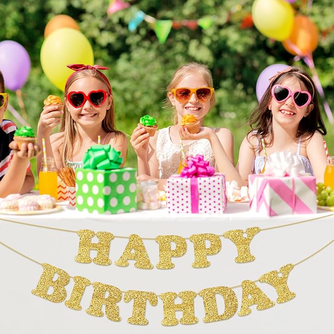 Gold Happy Birthday Banner Birthday Party Decorations Happy Birthday Banner - Image 2