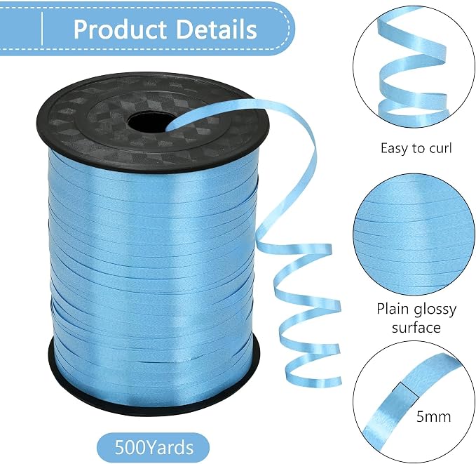 500 Yards Sky Blue Curling Ribbon Balloon Ribbon Balloon Stringfor Wedding Gift - Image 2