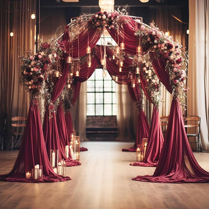 Wedding Arch Draping Fabric Backdrop Drapes 28.7" x 20FT, Burgundy | Sheer - Image 5