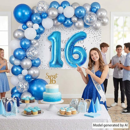Light Blue Number 16 Balloon 40 Inch, Foil Numeral - Image 2