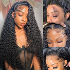 24 Inch Deep Wave Lace Front Wigs Human Hair Pre Plucked 200% Density 13x6 HD Lace Frontal Wigs with Baby Hair Deep Curly Wet and Wavy Glueless Wigs for Women