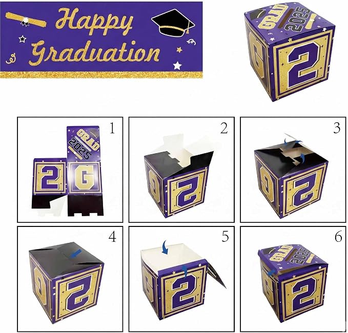 Graduation Decorations 2026 Purple and Gold Balloon Boxes, Class of 2026 GRAD - Image 6