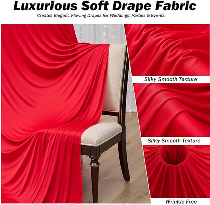 10ft×12ft Red Backdrop Curtain for Wedding Parties, 2 Panels Wrinkle Free - Image 6