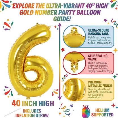 40 Inch Gold Number 16 Foil Balloon - Image 2