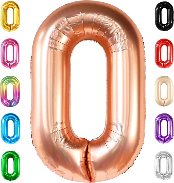 KatchOn Rose Gold 0 Number Balloons 40 Inch | Zero Balloon, Rose Gold Party by KatchOn