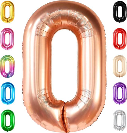 KatchOn Rose Gold 0 Number Balloons 40 Inch | Zero Balloon, Rose Gold Party by KatchOn