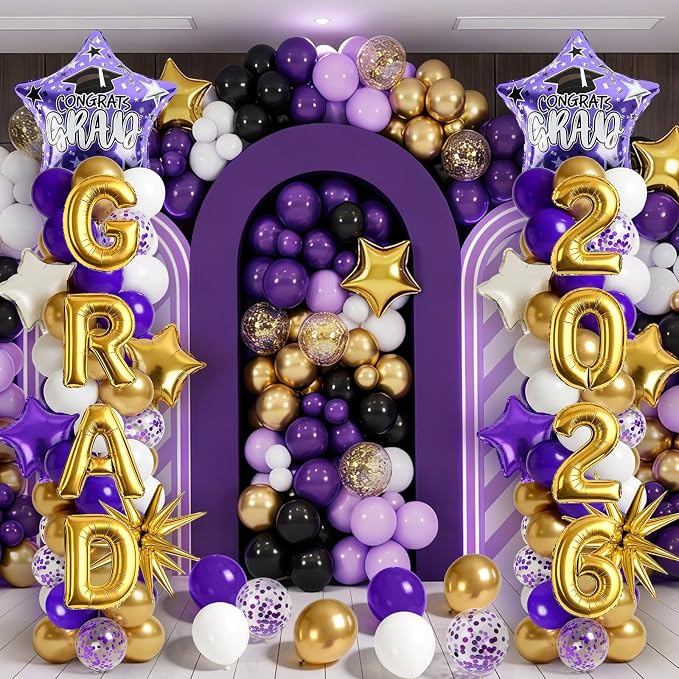 2 Set Adjustable Graduation Balloon Column Stand Kit Purple White Golden - Image 8