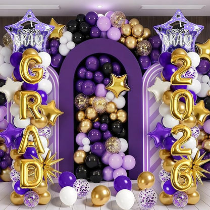 2 Set Adjustable Graduation Balloon Column Stand Kit Purple White Golden - Image 8