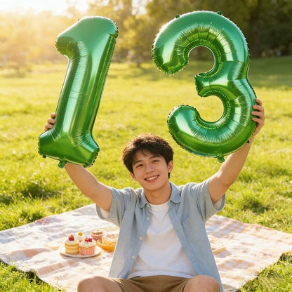 Number 13 Balloons 40 Inch for 13 31 Birthday Party Decorations, Dark Green | - Image 2