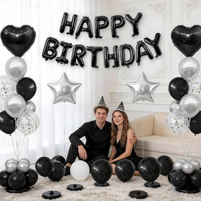 Black and Silver Birthday Decorations - Image 4