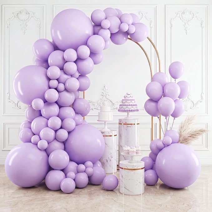 RUBFAC Pastel Purple Balloons Different Sizes Lavender Balloon 154pcs | Purple by RUBFAC