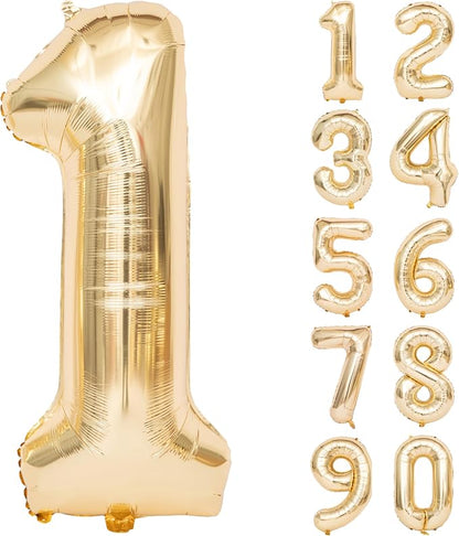 40 Inch Light Gold 1 Number Balloons Large Champagne Gold Number | White Gold by Exquisitehighqualitypartydecorationstomeetyoureveryneed%EF%BC%81