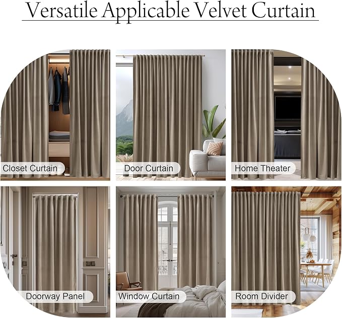 Wide Doorway Curtain 80 inches Long Camel Beige Room Darkening Privacy Protect - Image 6