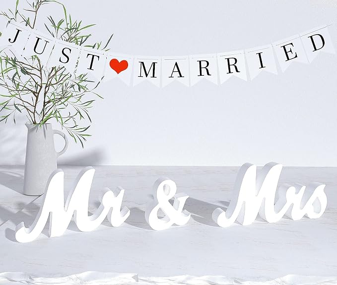 VIOPVERY Wooden Mr & Mrs Wedding Sign - Image 8