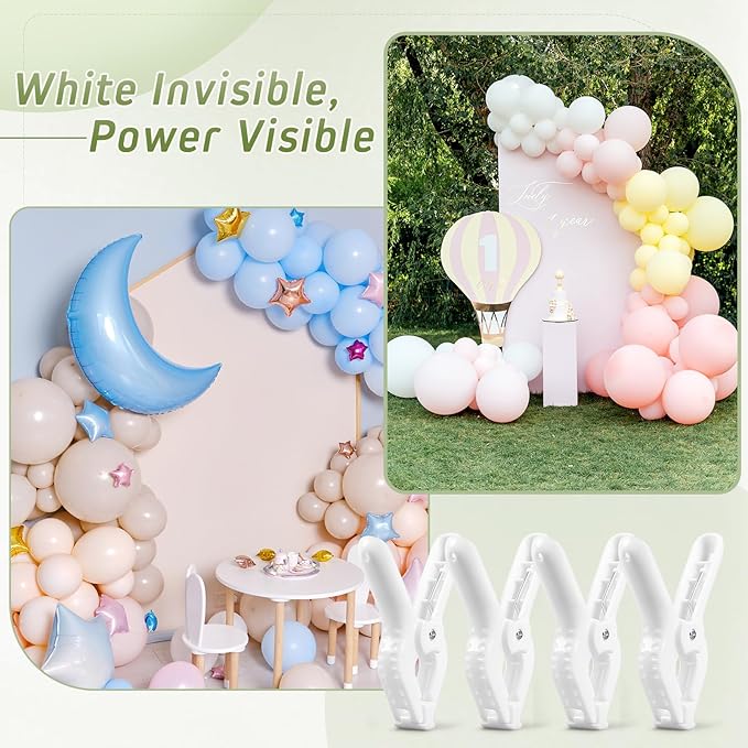 LemonRoad 24 Pcs 4" Clips for Balloon Arch White Heavy Duty 2" Opening Spring - Image 3