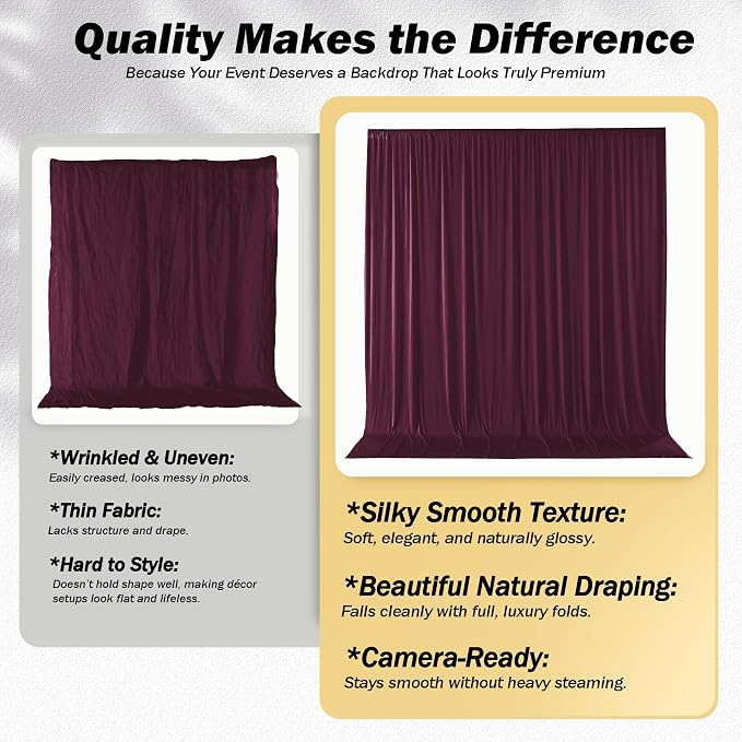10ft×12ft Burgundy Backdrop Curtains - Image 3