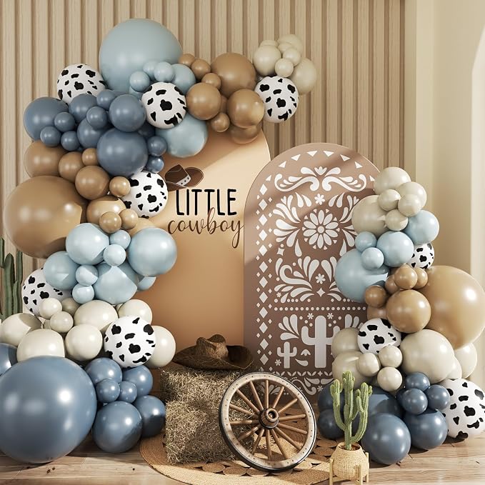 Cowboy Dusty Blue Cow Balloon Arch Kit, Birthday Party Decoration | Light Blue by JOYFLOAT