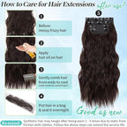 KooKaStyle Clip in Synthetic Hair Extensions Long Wavy 4PCS Thick Hairpieces Chocolate Brown 33Y# Fiber Double Weft Natural Hair Extensions 20 Inch for Women
