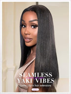 LUVME Yaki Straight Seamless 70g 4Pcs Clip in Hair Extensions Full Max with 26inch Remy Human Hair Clip ins Extensions, Natural Black 100% Real Soft Hair