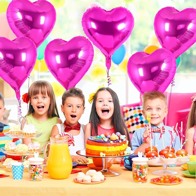 12 Pcs Rosered Heart Balloons, 18 Inch Heart Foil Balloons Love Balloon - Image 6