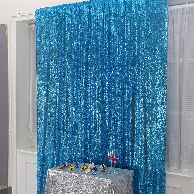 Eternal Beauty Turquoise 3mm Sequin Backdrop 10x10 Ft - Image 4